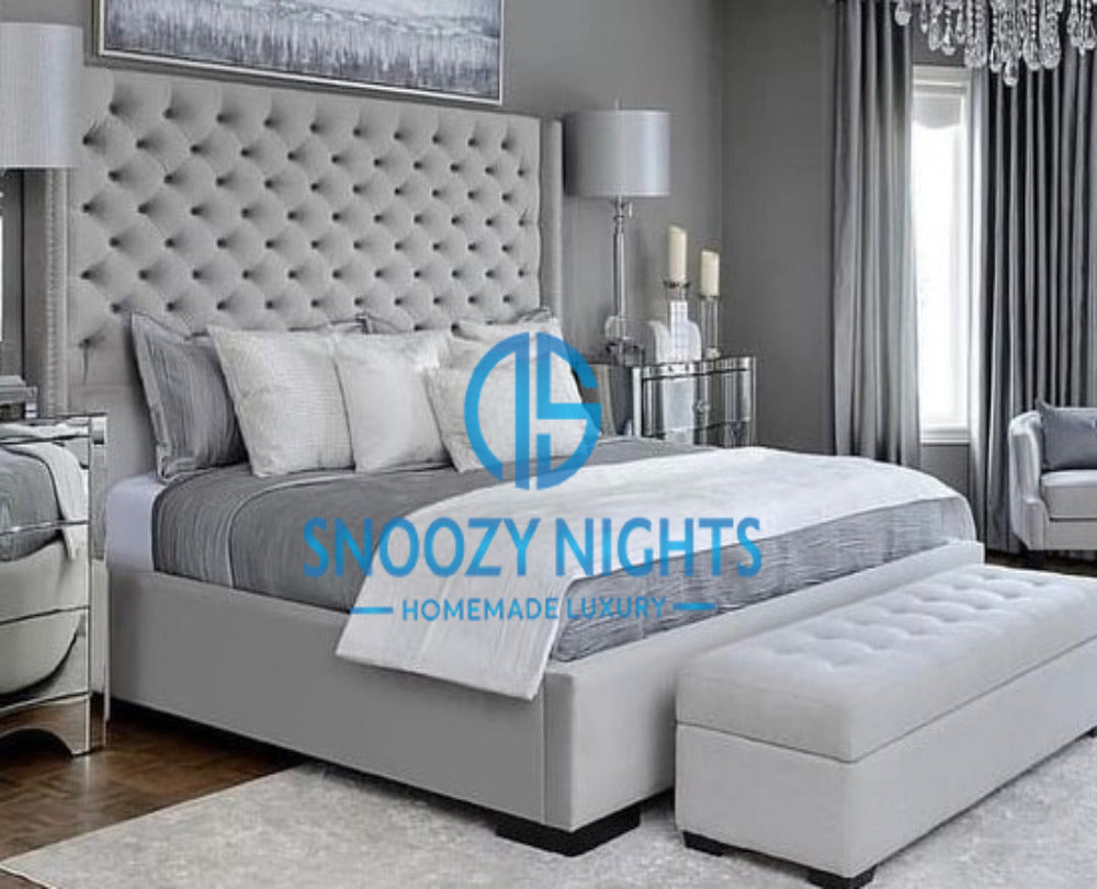 Zara Wingback Studded Chesterfield Bed Frame Available with Storage Options