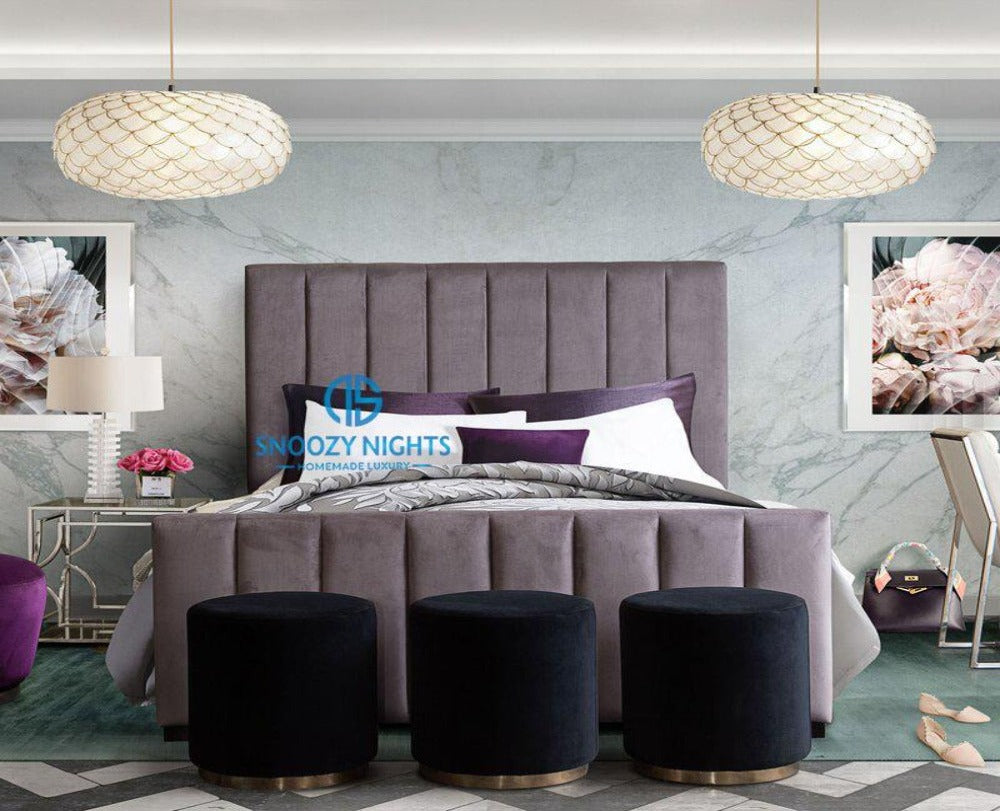 Olivia Panelled Sleigh Chesterfield Bed Frame