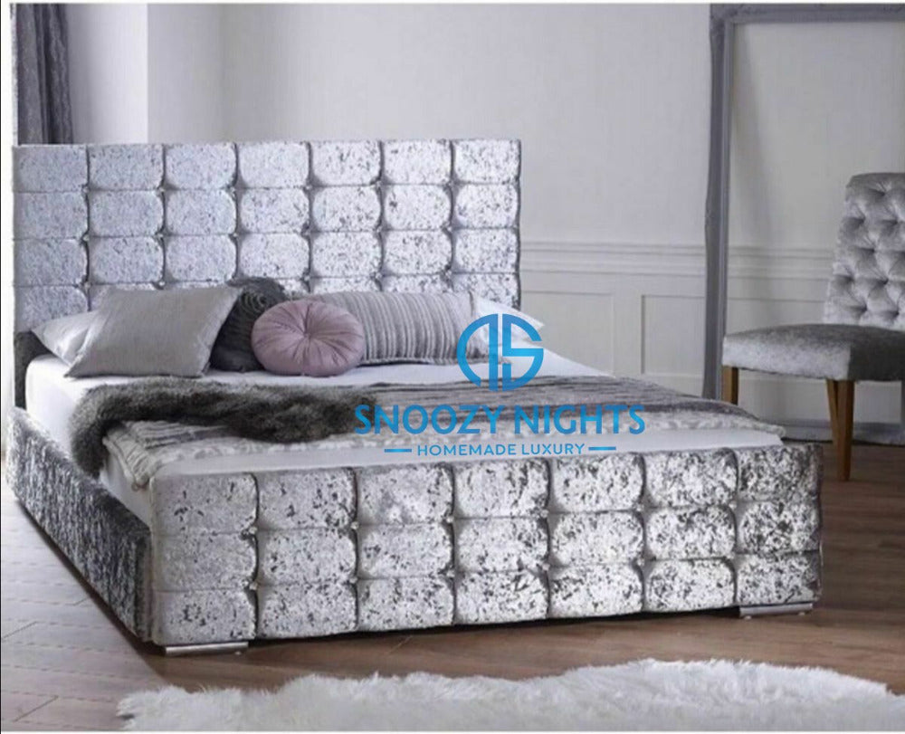Karen Cubed Sleigh Chesterfield Bed Frame Available with Storage Options