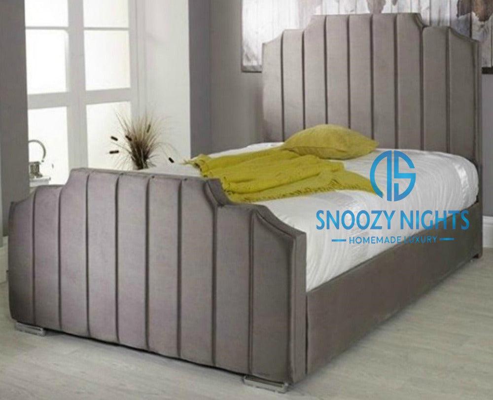 Art Deco Panel Sleigh Chesterfield Bed Frame