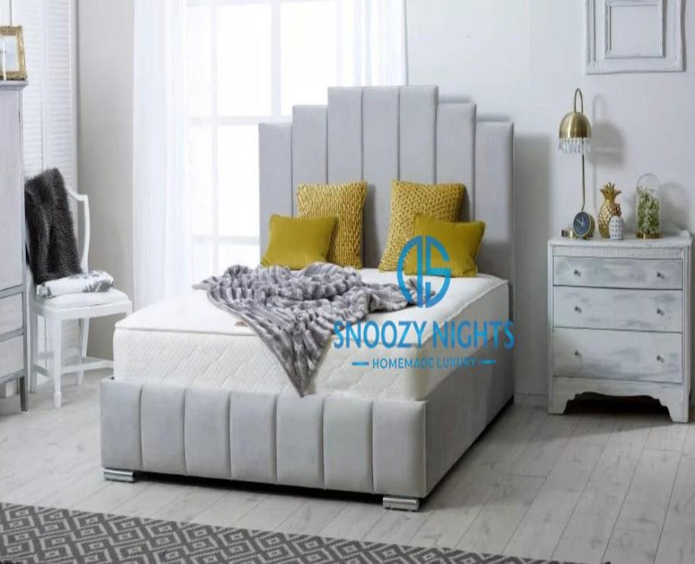 Art Deco Panelled Sleigh Chesterfield Bed Frame