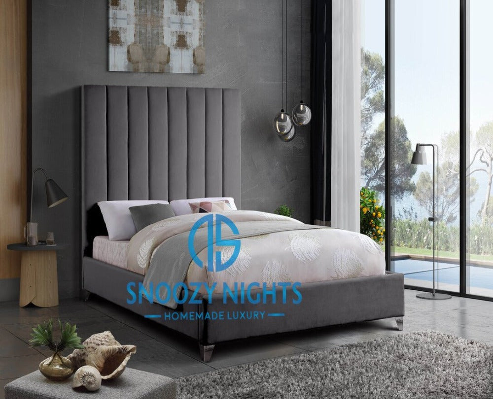 Evy Panelled Sleigh Chesterfield Bed Frame
