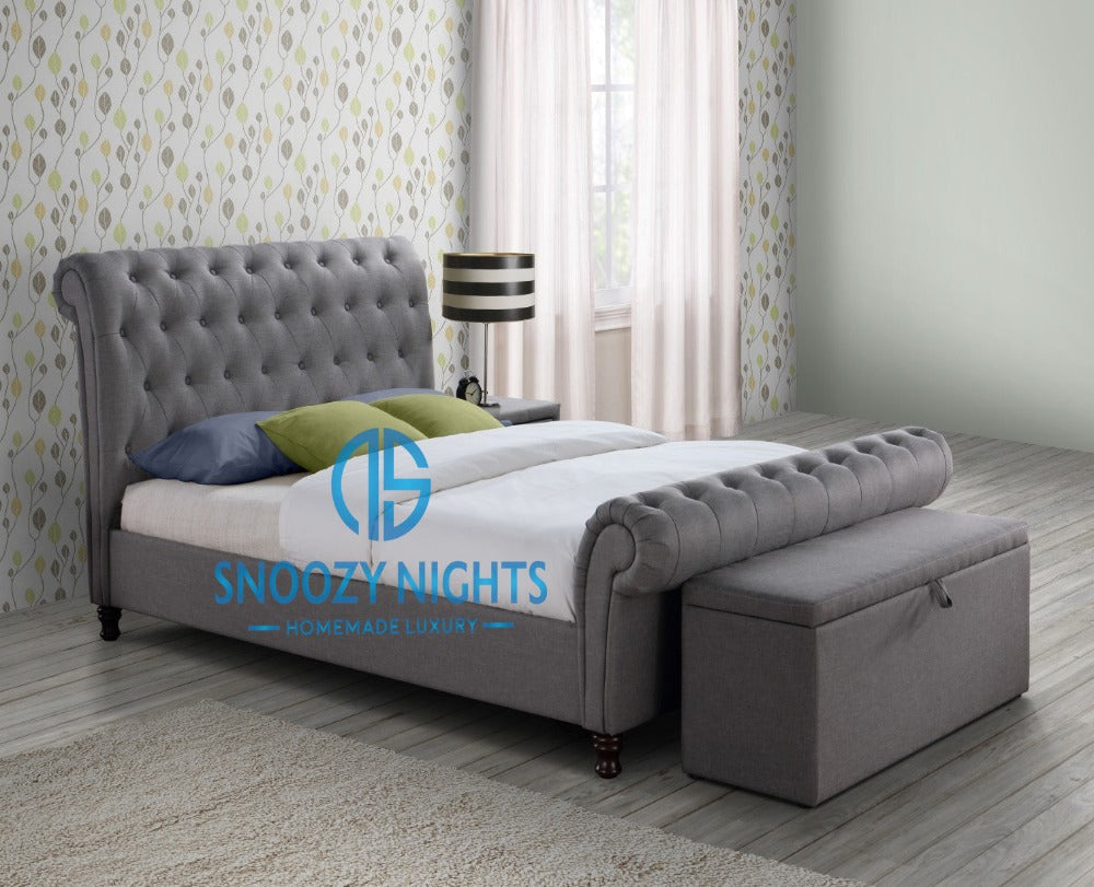 Lynn Scroll Sleigh Chesterfield Bed Frame