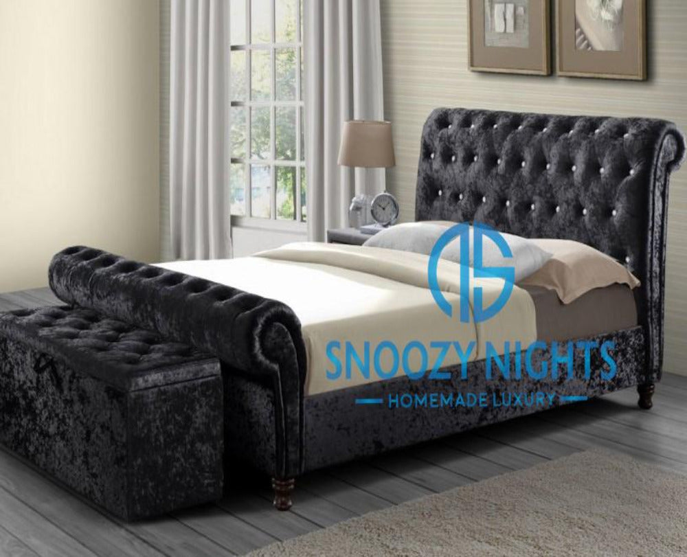 Lynn Scroll Sleigh Chesterfield Bed Frame