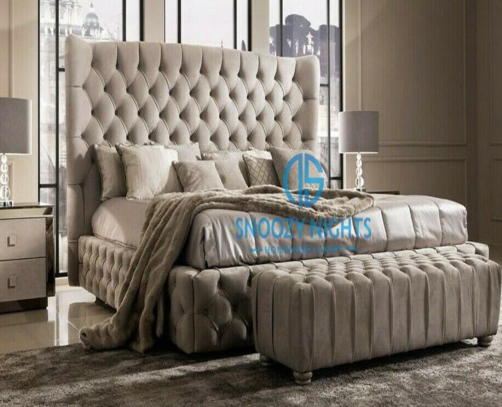 Harrison Wide Wingback Curved Bed Frame