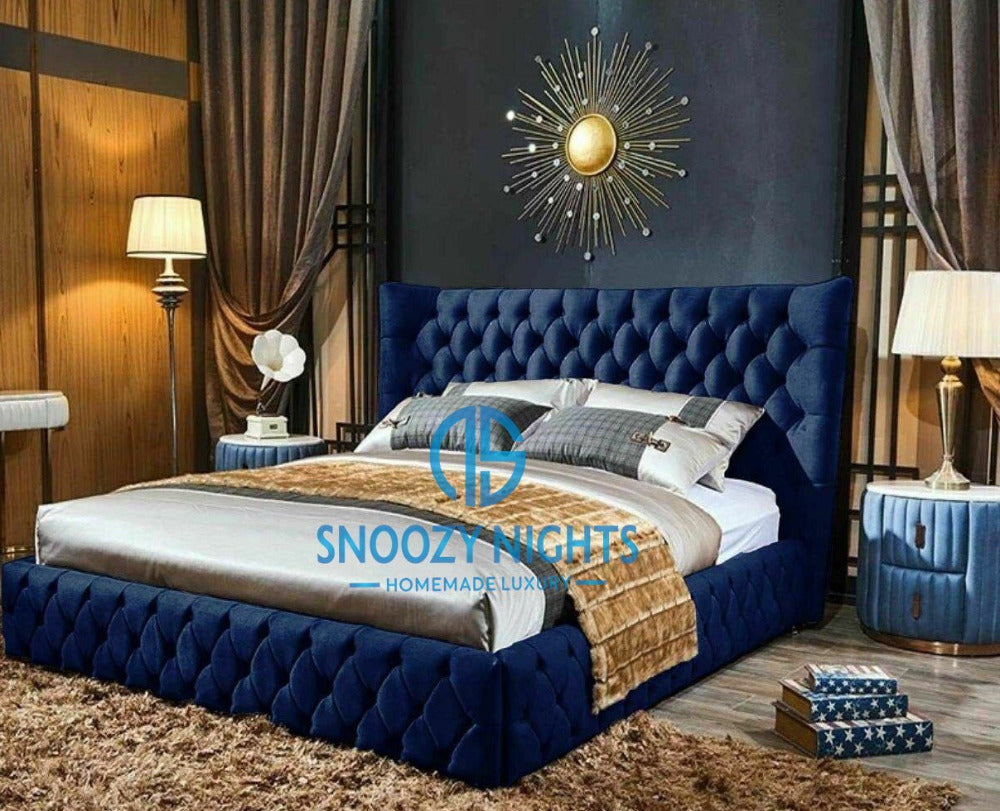 Mario Wide Wingback Curved Bed Frame