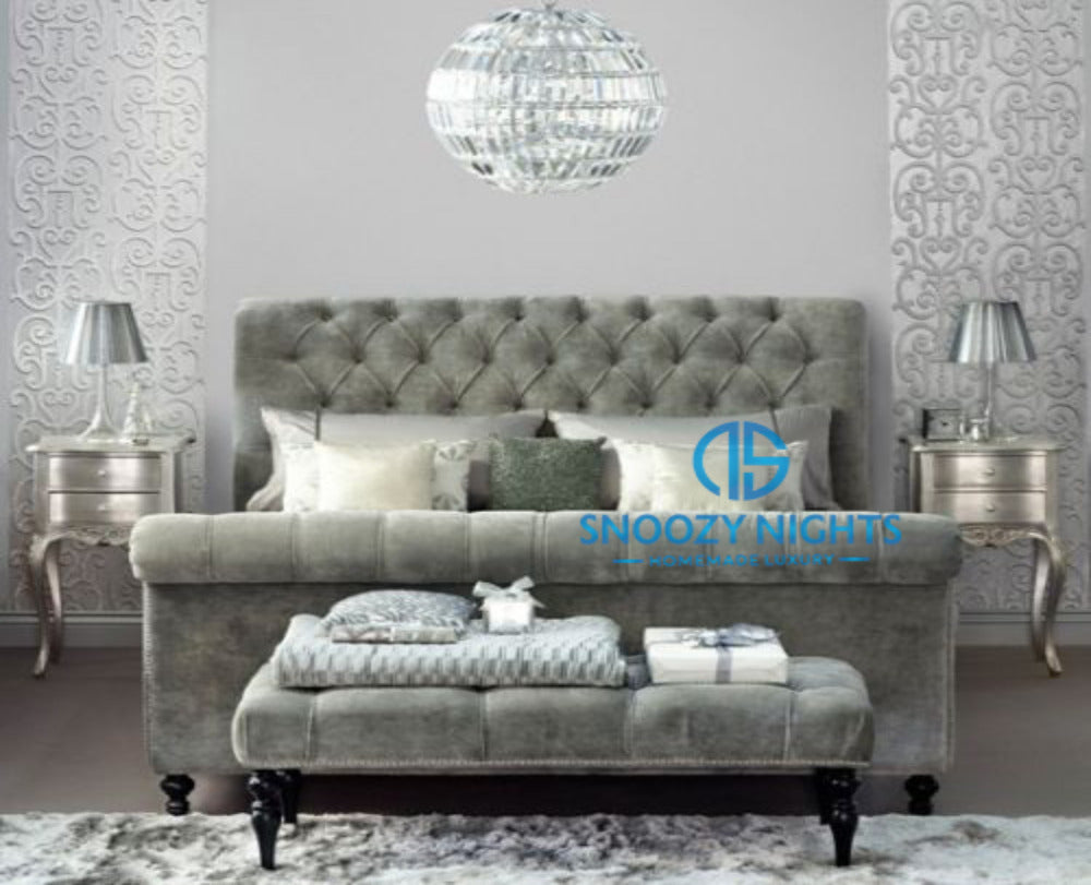 Ashley Scroll Sleigh Chesterfield Bed Frame